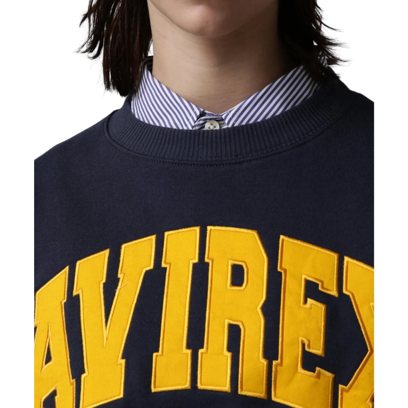 AVIREX DAILY CREW NECK L/S SWEAT LOGO  "NAVY" 7833932003-120