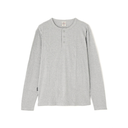AVIREX RIB L/S HENLEY NECK T-SHIRT "GRAY"  7834930020-020