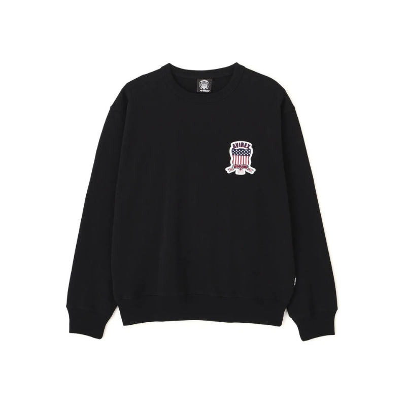 AVIREX SIGNATURE VARSITY LOGO CREWNECK SWEAT "BLACK"  7836932001-010