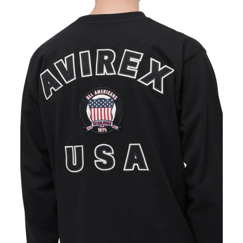 AVIREX SIGNATURE VARSITY LOGO LONGSLEEVE T-SHIRT "BLACK"  7836930006-010