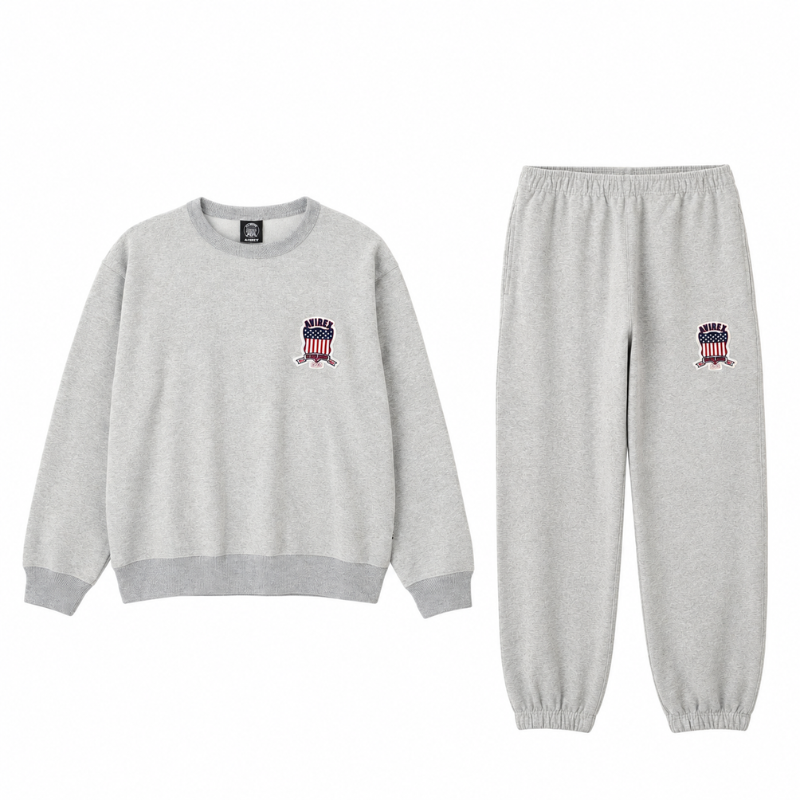 AVIREX Sweat Set Up SIGNATURE VARSITY LOGO CREWNECK SWEAT × SWEAT PANTS “GRAY”