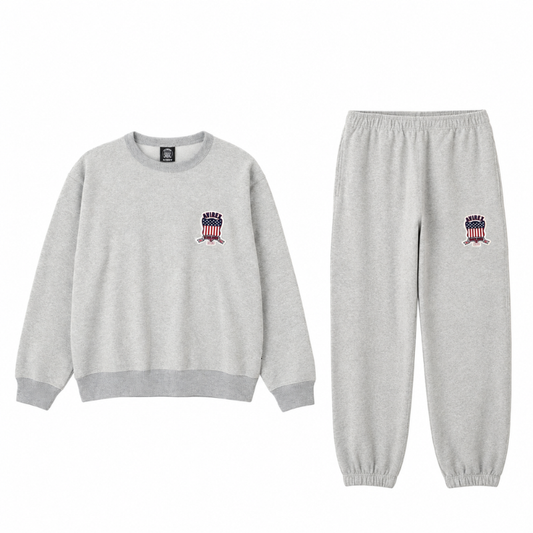 AVIREX Sweat Set Up SIGNATURE VARSITY LOGO CREWNECK SWEAT × SWEAT PANTS “GRAY”