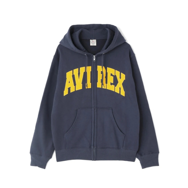 AVIREX DAILY ZIP UP SWEAT PARKA LOGO  "NAVY"7833931007-120