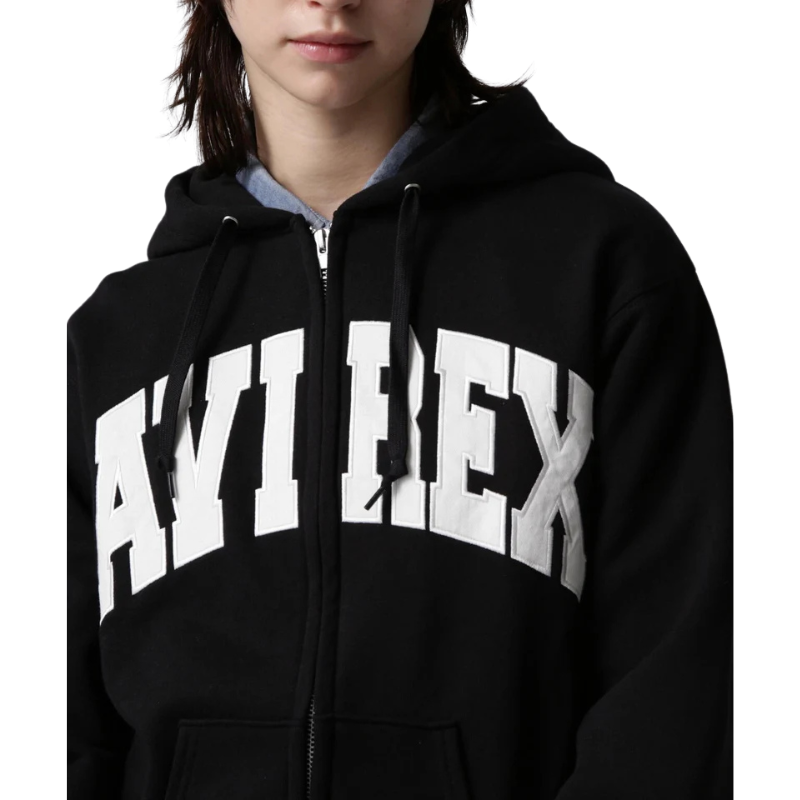 AVIREX DAILY ZIP UP SWEAT PARKA LOGO  "BLACK"7833931007-010