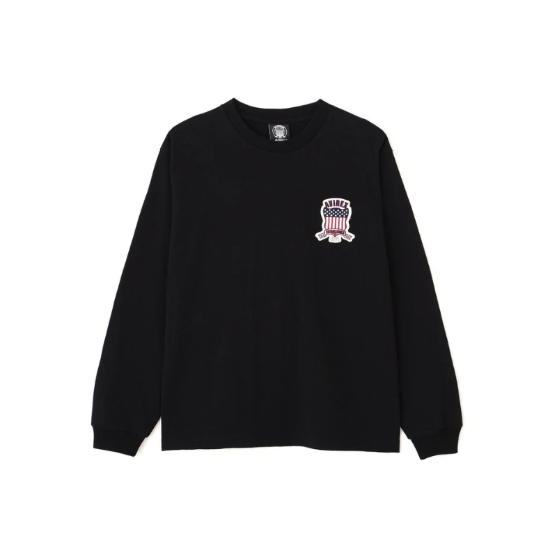 AVIREX SIGNATURE VARSITY LOGO LONGSLEEVE T-SHIRT "BLACK"  7836930006-010