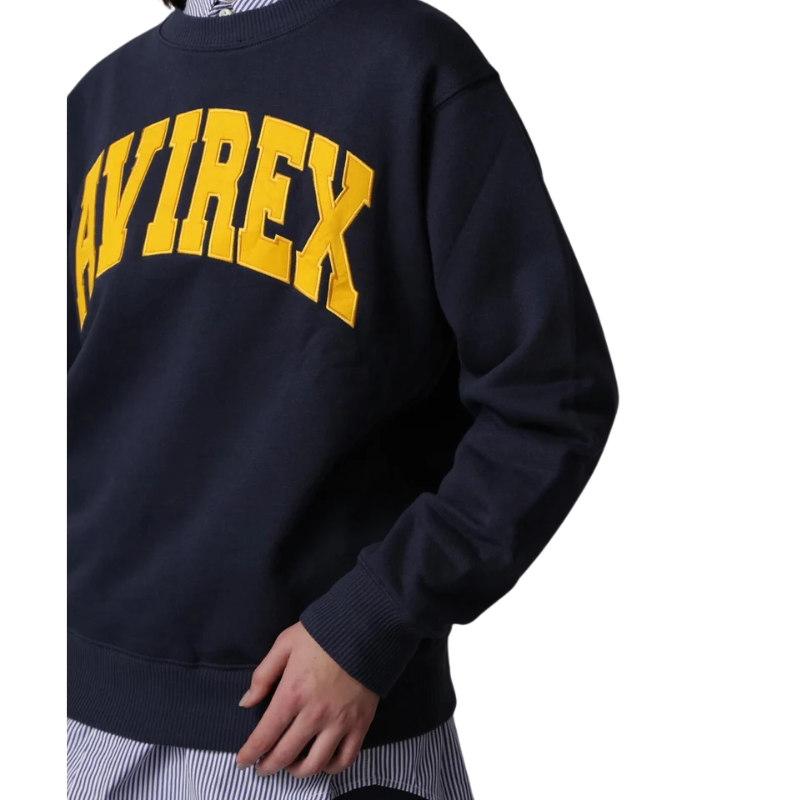 AVIREX DAILY CREW NECK L/S SWEAT LOGO  "NAVY" 7833932003-120