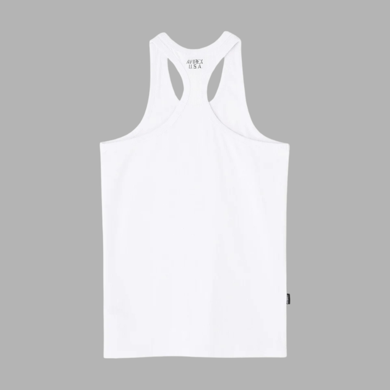AVIREX DAILY RIB TANK TOP BACK CROSS  "WHITE" 7835937001-030