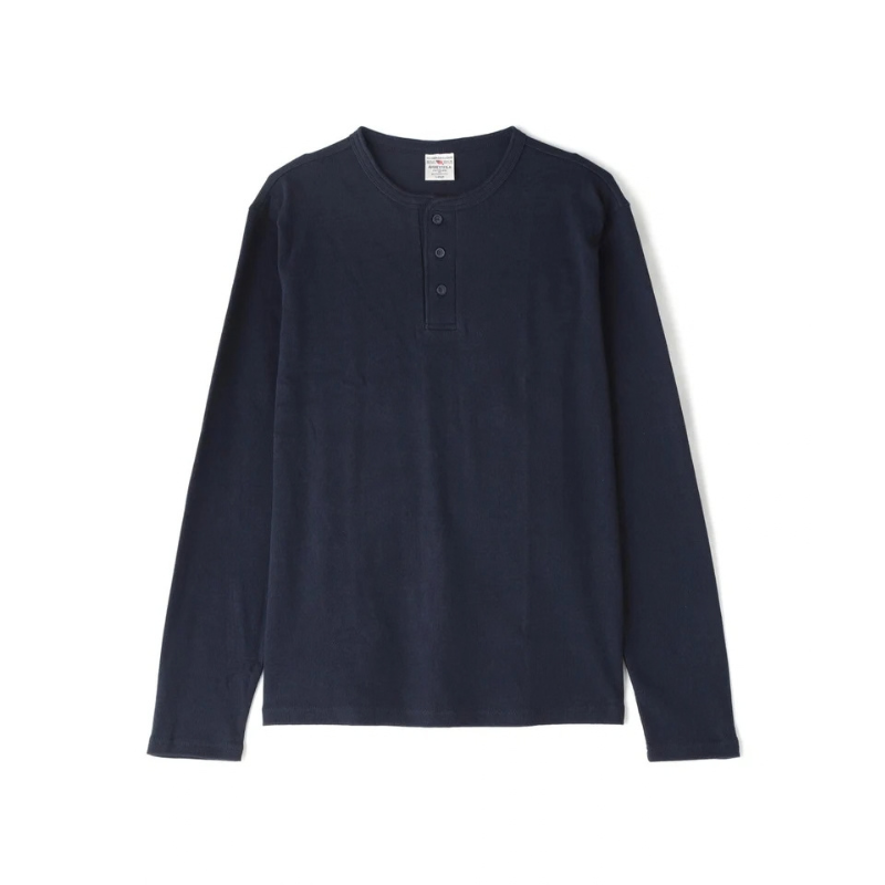 AVIREX RIB L/S HENLEY NECK T-SHIRT "ROYAL"  7834930020-440