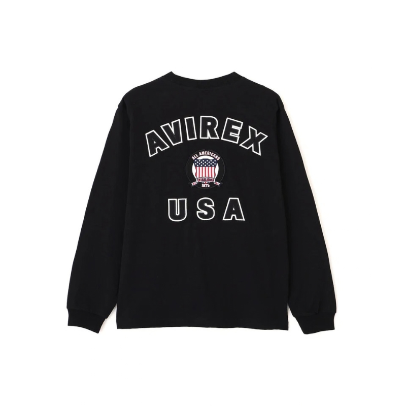AVIREX SIGNATURE VARSITY LOGO LONGSLEEVE T-SHIRT "BLACK"  7836930006-010