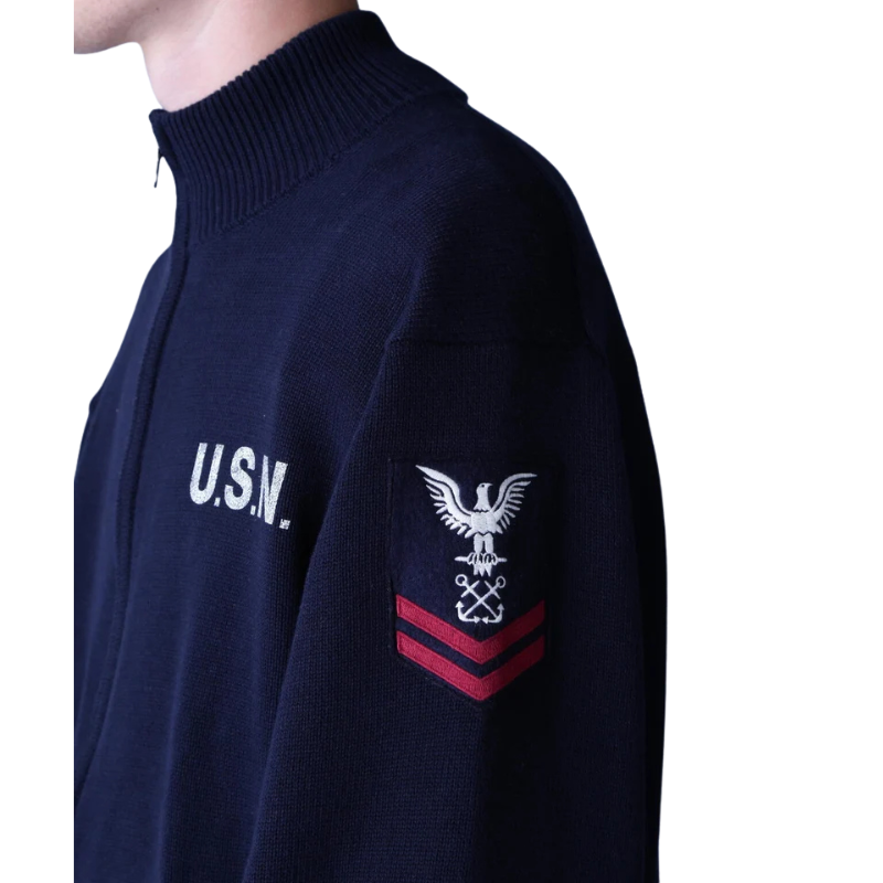 AVIREX NAVAL STAND COLLAR ZIP KNIT JACKET "NAVY"  7833930012-120