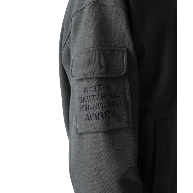 AVIREX FATIGUE STAND ZIPUP SWEAT "OLIVE"  7834930001-310