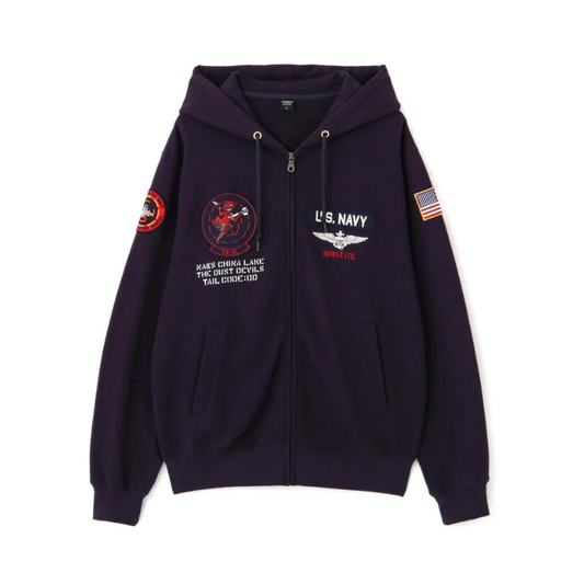 AVIREX LONG SLEEVE ZIP PARKA DUST DEVILS  "NAVY"7836931002-120