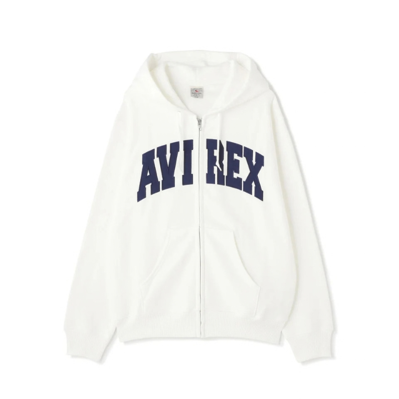 AVIREX DAILY ZIP UP SWEAT PARKA LOGO  "OFF WHITE"7833931007-033