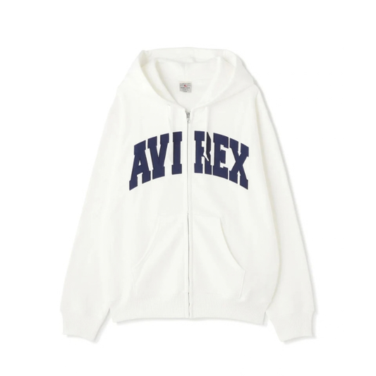 AVIREX DAILY ZIP UP SWEAT PARKA LOGO  "OFF WHITE"7833931007-033