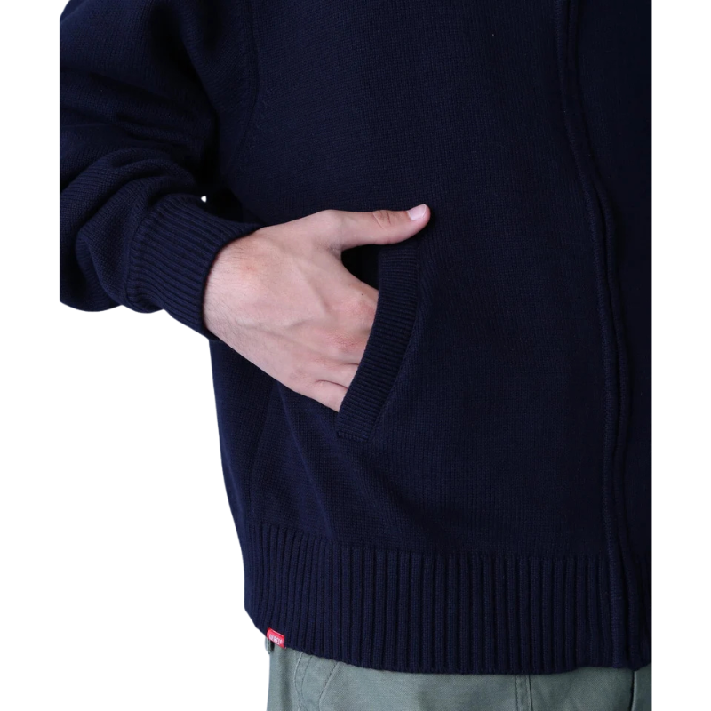 AVIREX NAVAL STAND COLLAR ZIP KNIT JACKET "NAVY"  7833930012-120