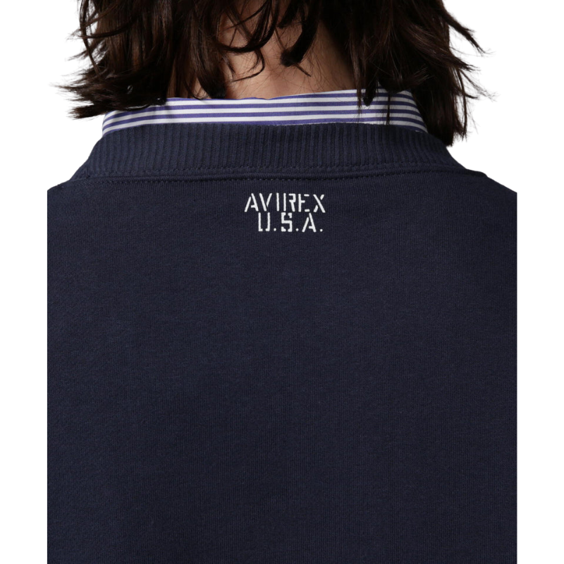 AVIREX DAILY CREW NECK L/S SWEAT LOGO  "NAVY" 7833932003-120