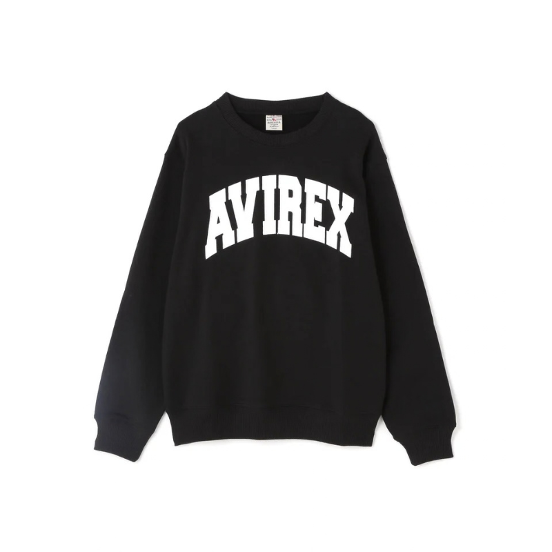 AVIREX DAILY CREW NECK L/S SWEAT LOGO  "BLACK" 7833932003-010