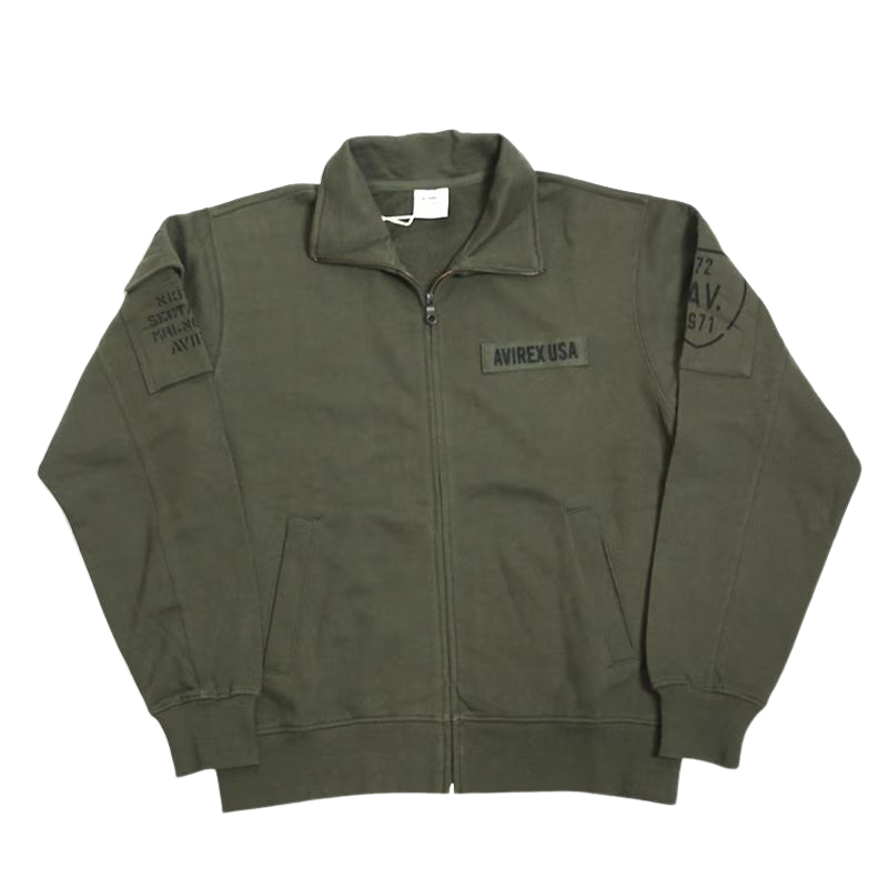 AVIREX FATIGUE STAND ZIPUP SWEAT "OLIVE"  7834930001-310