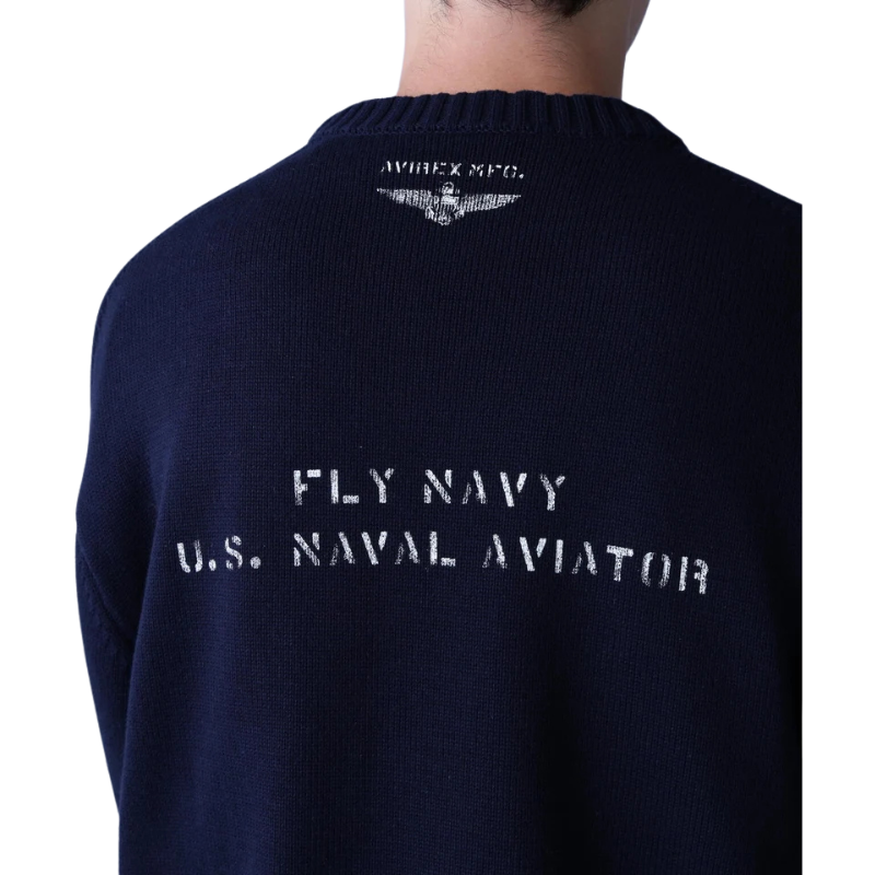 AVIREX NAVAL CREWNECK KNIT "NAVY"  7833932006-120