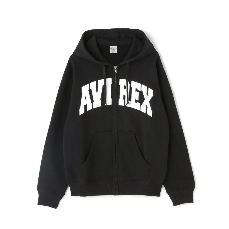 AVIREX DAILY ZIP UP SWEAT PARKA LOGO  "BLACK"7833931007-010