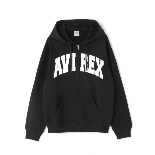 AVIREX DAILY ZIP UP SWEAT PARKA LOGO  "BLACK"7833931007-010