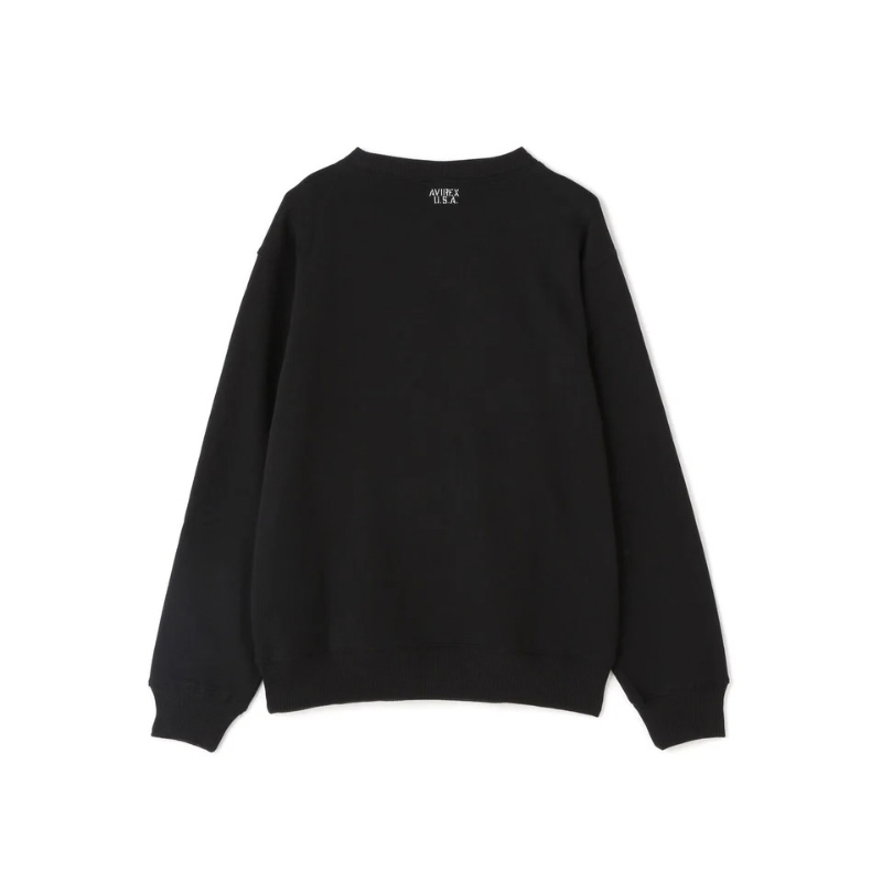 AVIREX DAILY CREW NECK L/S SWEAT LOGO  "BLACK" 7833932003-010
