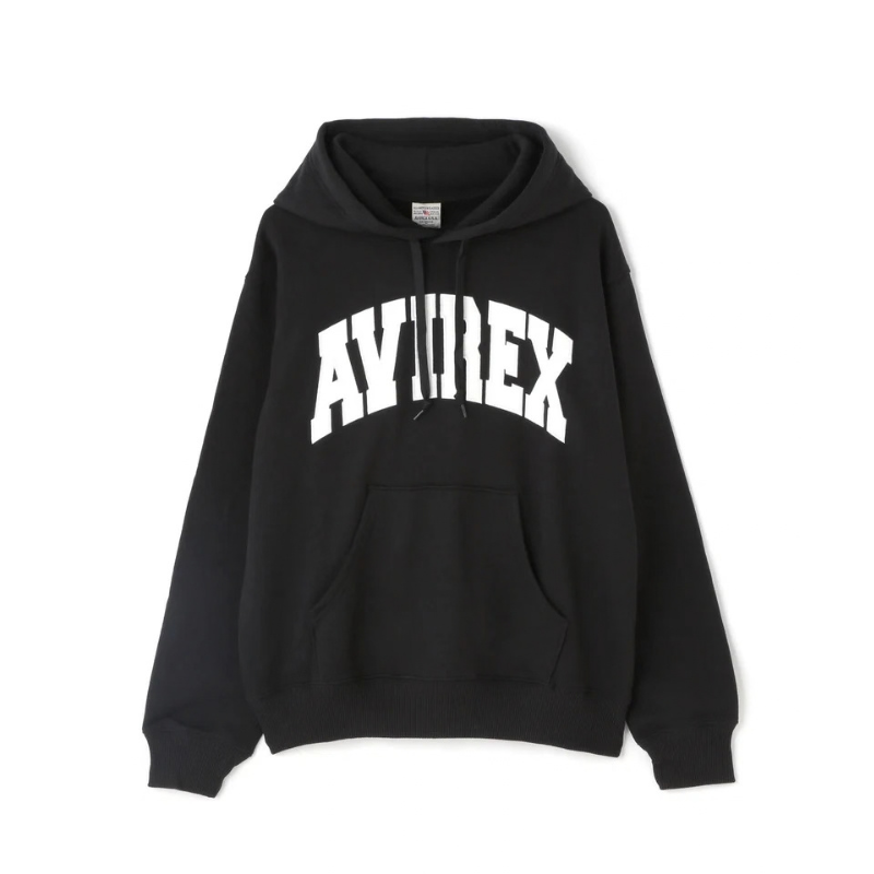 AVIREX DAILY PULLOVER SWEAT PARKA LOGO  "BLACK"7833931006-010