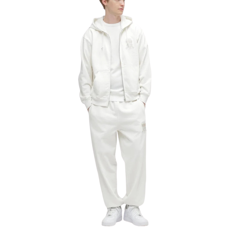 AVIREX Sweat Set Up SIGNATURE VARSITY ZIP UP PARKA × LOGO SWEAT PANTS "OFF WHITE "