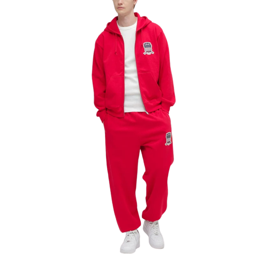 AVIREX Sweat Set Up SIGNATURE VARSITY ZIP UP PARKA × LOGO SWEAT PANTS "RED "