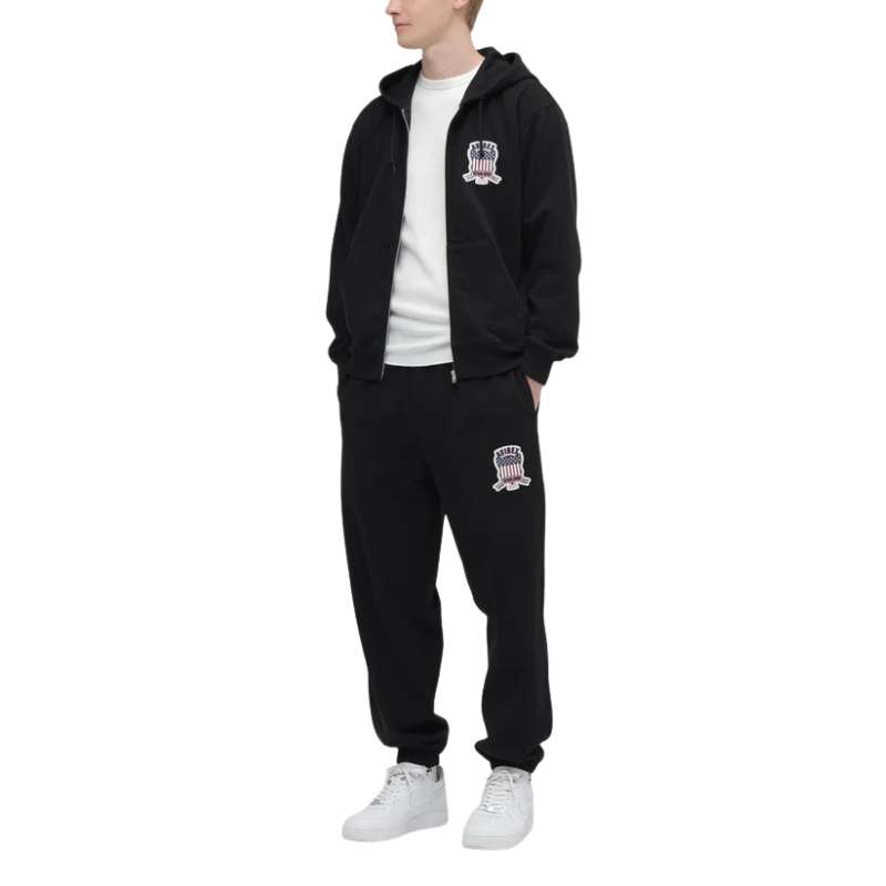 AVIREX Sweat Set Up SIGNATURE VARSITY ZIP UP PARKA × LOGO SWEAT PANTS "BLACK "