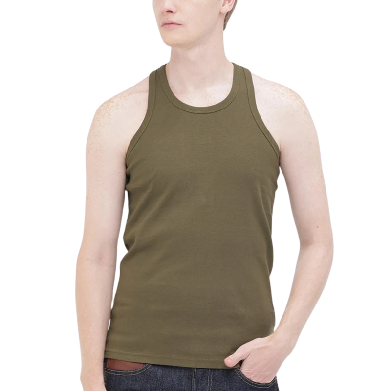 AVIREX DAILY RIB TANK TOP BACK CROSS  "OLIVE" 7835937001-310