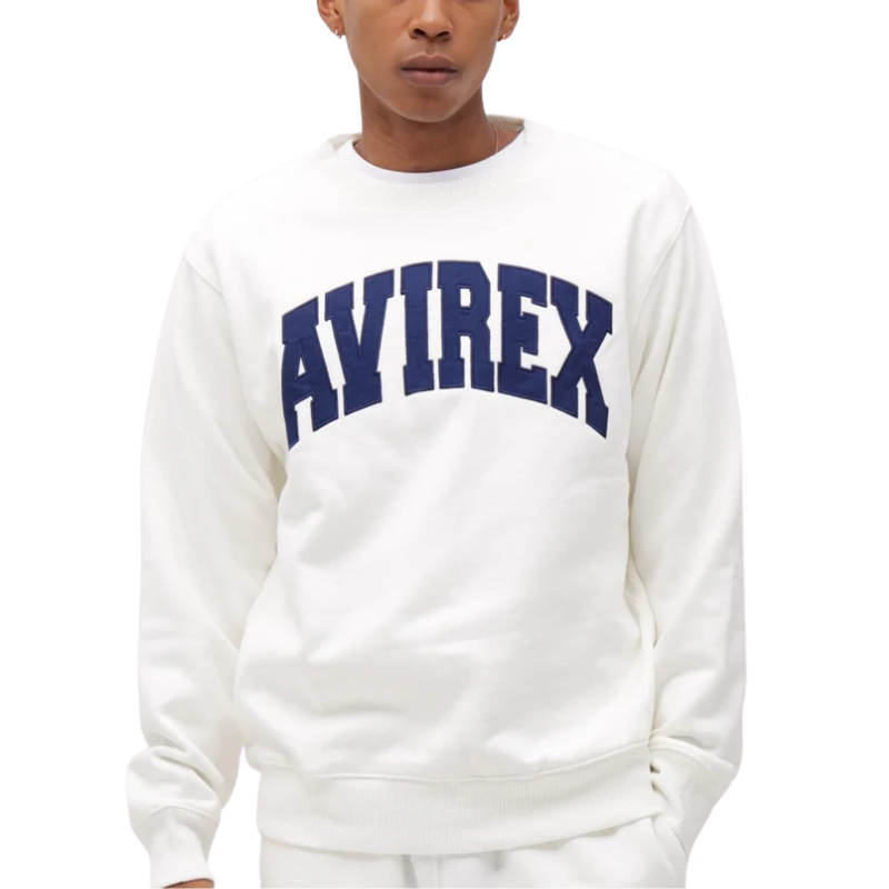 AVIREX DAILY CREW NECK L/S SWEAT LOGO  "OFF WHITE" 7833932003-033