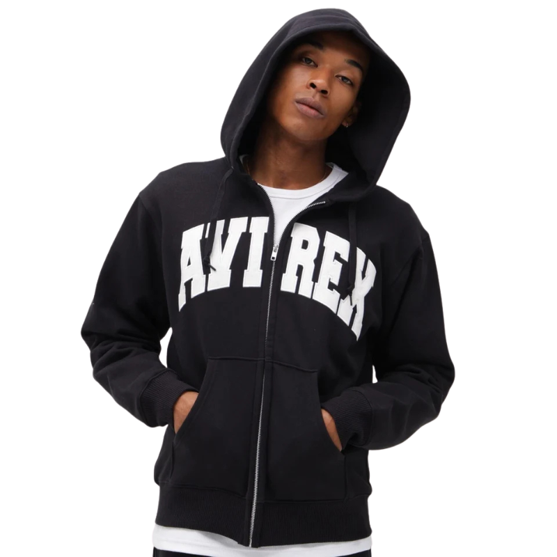 AVIREX DAILY ZIP UP SWEAT PARKA LOGO  "BLACK"7833931007-010