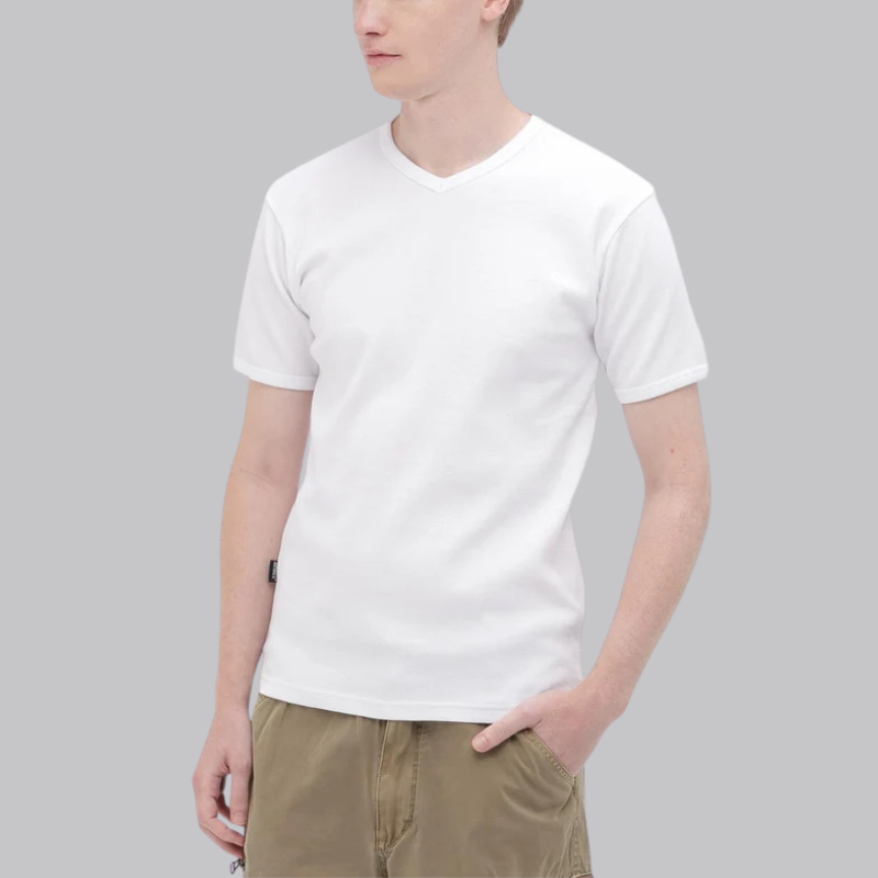 AVIREX DAILY MINI WAFFLE V-NECK S/S T-SHIRT  "WHITE" 7835934008-030