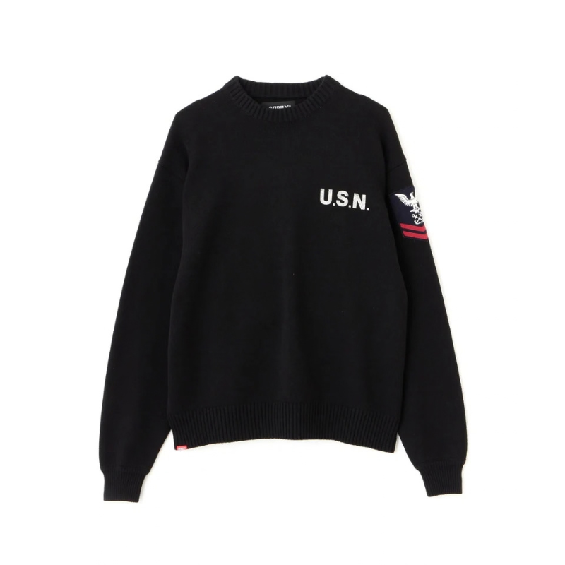 AVIREX NAVAL CREWNECK KNIT "BLACK"  7833932006-010