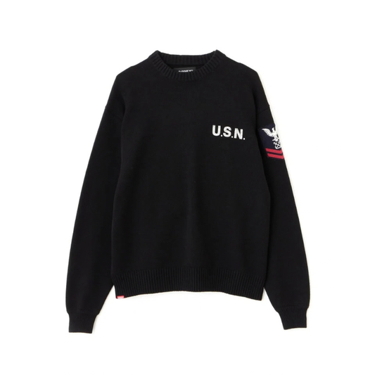 AVIREX NAVAL CREWNECK KNIT "BLACK"  7833932006-010