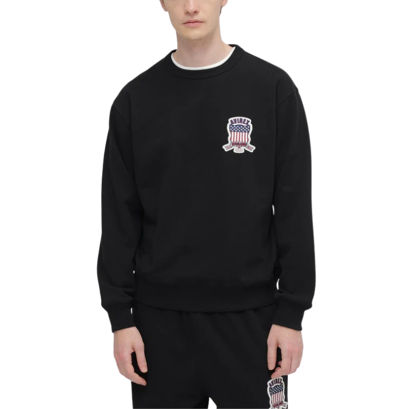 AVIREX SIGNATURE VARSITY LOGO CREWNECK SWEAT "BLACK"  7836932001-010