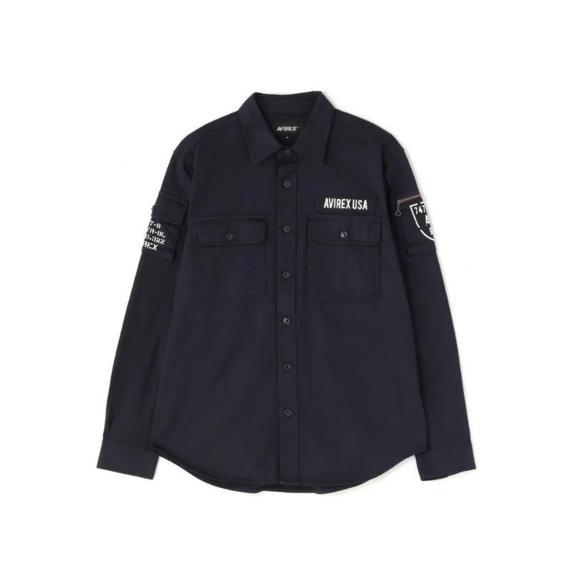 AVIREX BASIC FATIGUE LONG SLEEVE SHIRT  "NAVY" 7836920002-120