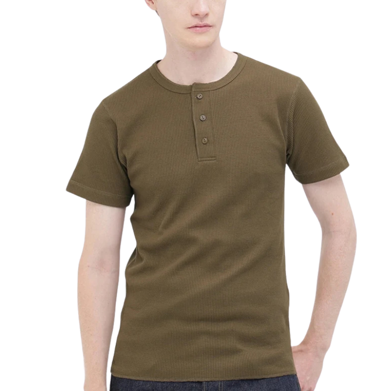 AVIREX DAILY THERMAL HENLEY NECK T-SHIRT  "OLIVE" 7836934018-310