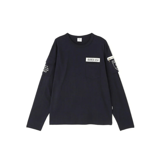 AVIREX FATIGUE CREW NECK L/S T-SHIRT "NAVY"  7835930016-120