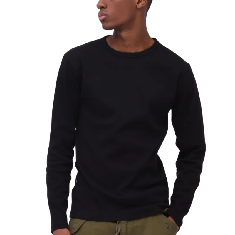 AVIREX DAILY RIB L/S CREW NECK T-SHIRT  "BLACK" 7834930019-010