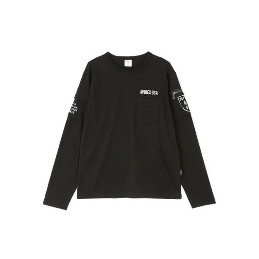 AVIREX FATIGUE CREW NECK L/S T-SHIRT "BLACK"  7835930016-010