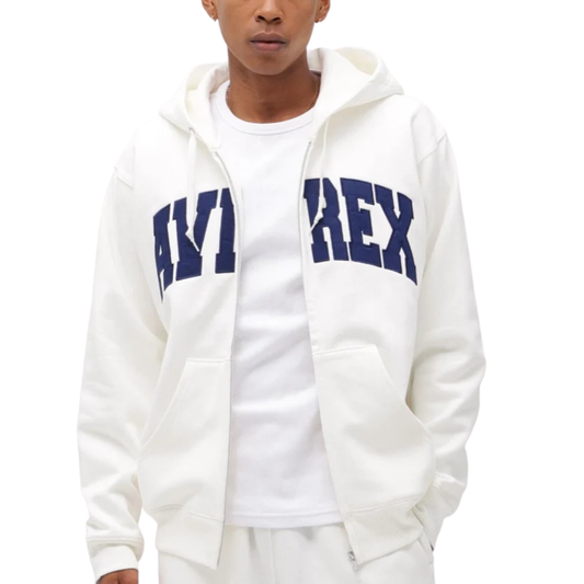 AVIREX DAILY ZIP UP SWEAT PARKA LOGO  "OFF WHITE"7833931007-033