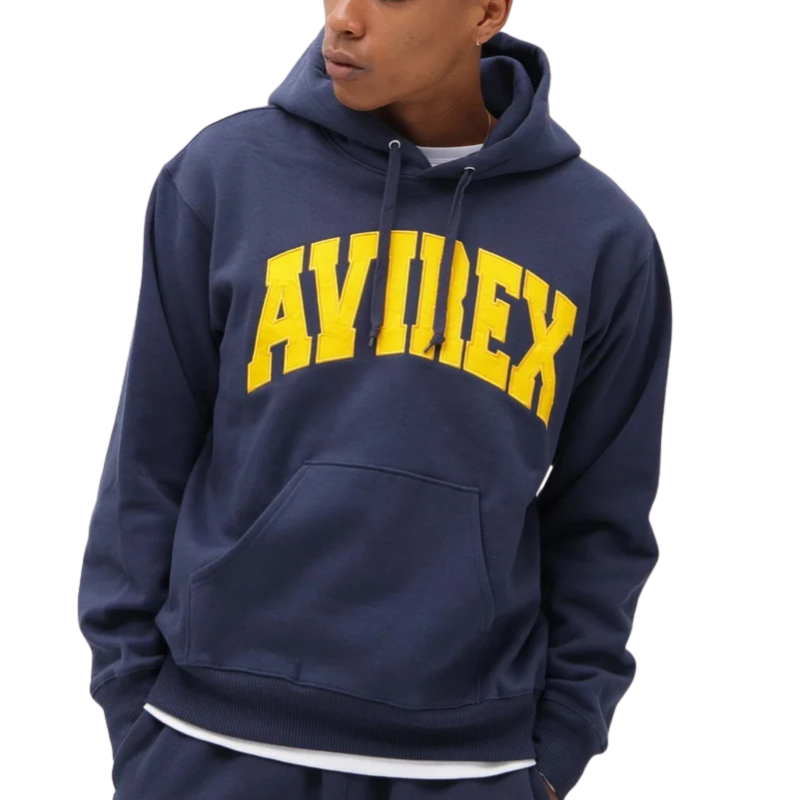 AVIREX DAILY PULLOVER SWEAT PARKA LOGO  "NAVY"7833931006-120