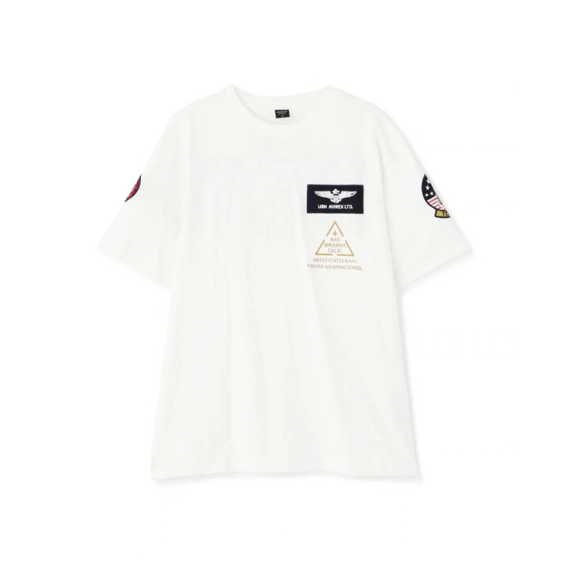 AVIREX TOP GUN PATCH & PRINT T-SHIRT "WHITE"  7833934013-030