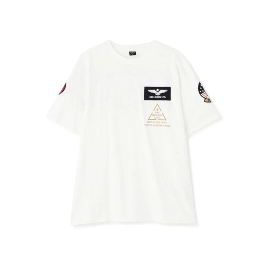 AVIREX TOP GUN PATCH & PRINT T-SHIRT "WHITE"  7833934013-030