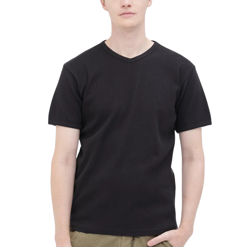 AVIREX DAILY RIB S/S V-NECK T-SHIRT  "BLACK" 7835934005-010