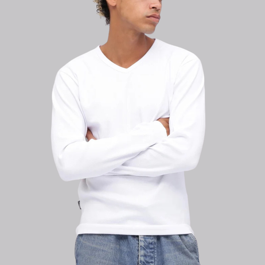 AVIREX DAILY RIB L/S V-NECK T-SHIRT  "WHITE" 7834930018-030
