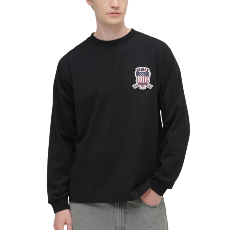 AVIREX SIGNATURE VARSITY LOGO LONGSLEEVE T-SHIRT "BLACK"  7836930006-010