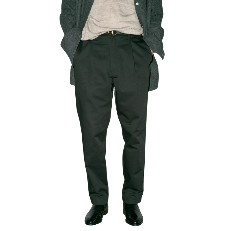 UNIVERSAL OVERALL TUCK TAPERED PANTS  "BLACK" PTF-05